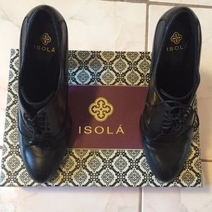 Black Stacked Heel Oxfords